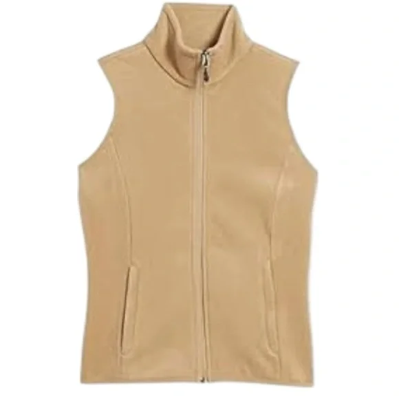 Tan Sleeveless Fleece Zip-Up Vest SZ M - Picture 1 of 8